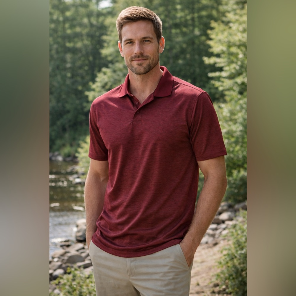 Croft + barrow MENS collared polo tee shirt maroon dark red NWOT